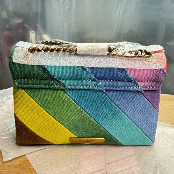 Kurt Geiger London Mini Rainbow Denim Kensington Crossbody Bag - Picture 7 of 8
